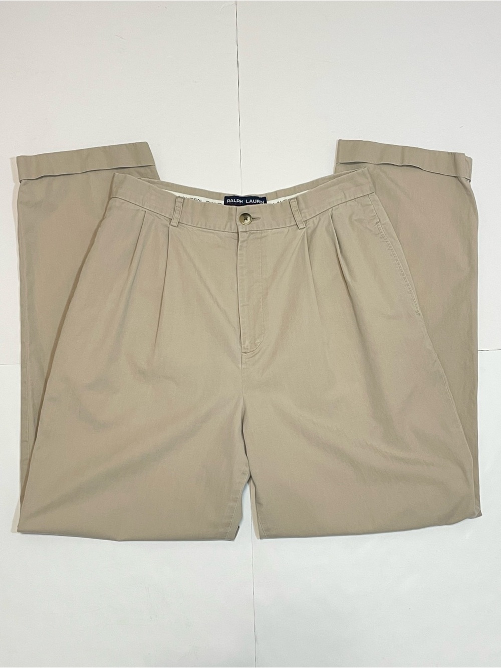 Vintage 90’s Ralph Lauren Polo Sport Khaki Pleated Chino Pants Tan Size 12